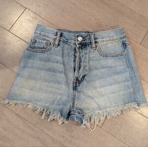 Pacsun Vintage High Rise Frayed Hem Blue Light Wash Denim Shorts Size 25
